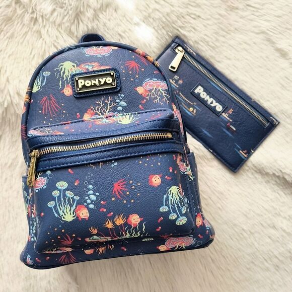 Loungefly Studio Ghibli Ponyo Mini Backpack and Wallet - Picture 1 of 11